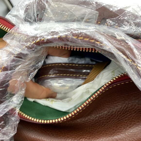 Dooney & Bourke Handbags Florentine Leather Satchel Brown Cheatnut Color - Picture 14 of 16